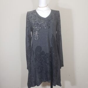 Paris paris paisley flower print longsleeve dress